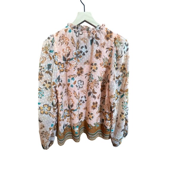 Joie Womens Floral Blouse Size S/P V-Neck Ruffle Collar Long Sleeve Pink Multi c - Picture 5 of 5
